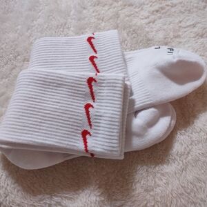 Nike White and Red Athletic Socks with Cushioned Comfort